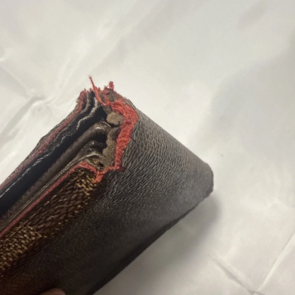 Louis‎ Vuitton Damier Ebene Multiple Bifold Wallet Monogram Slender Canvas Brown